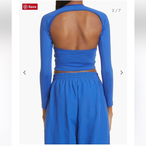 SammyB ALEXIS LONG SLV CROP TOP Blue Sz XL Open back NWT - Picture 2 of 11